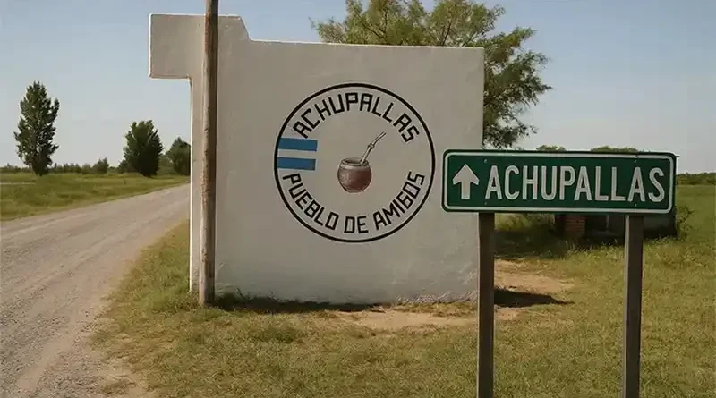 Camino de entrada al pueblo de Achupallas, Buenos Aires.